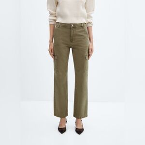 MANGO MNG POCKET CARGO JEANS WIDE LEG OLIVE GREEN KHAKI SIZE 2